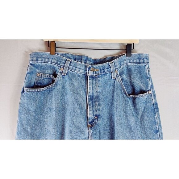 Wrangler Jeans Blue Denim PreOwned 36x32 Relaxed Fit Cotton Western Straight Cut - Picture 2 of 10